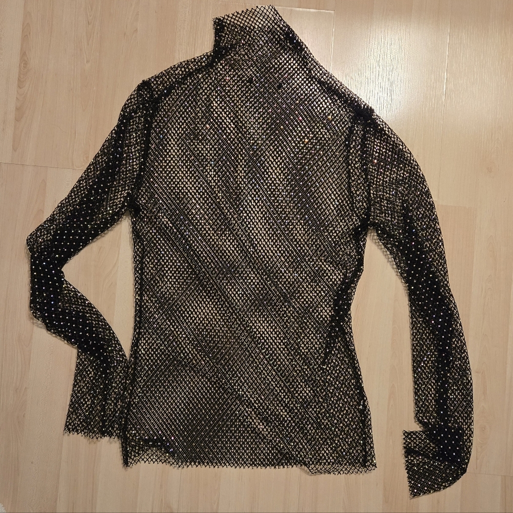 Jewel Encrusted Mesh Top